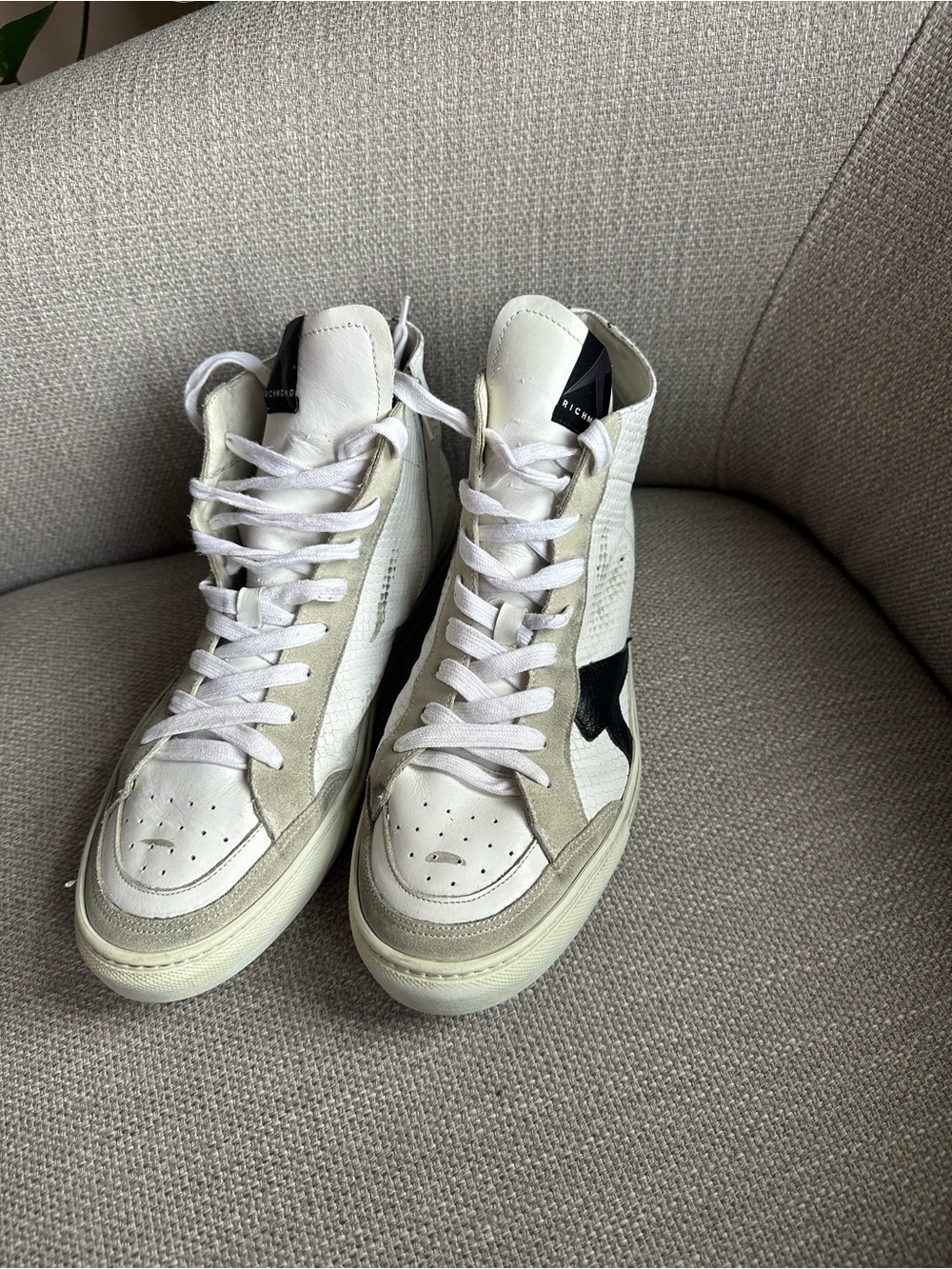 John Richmond White and Black High-Top Sneakers